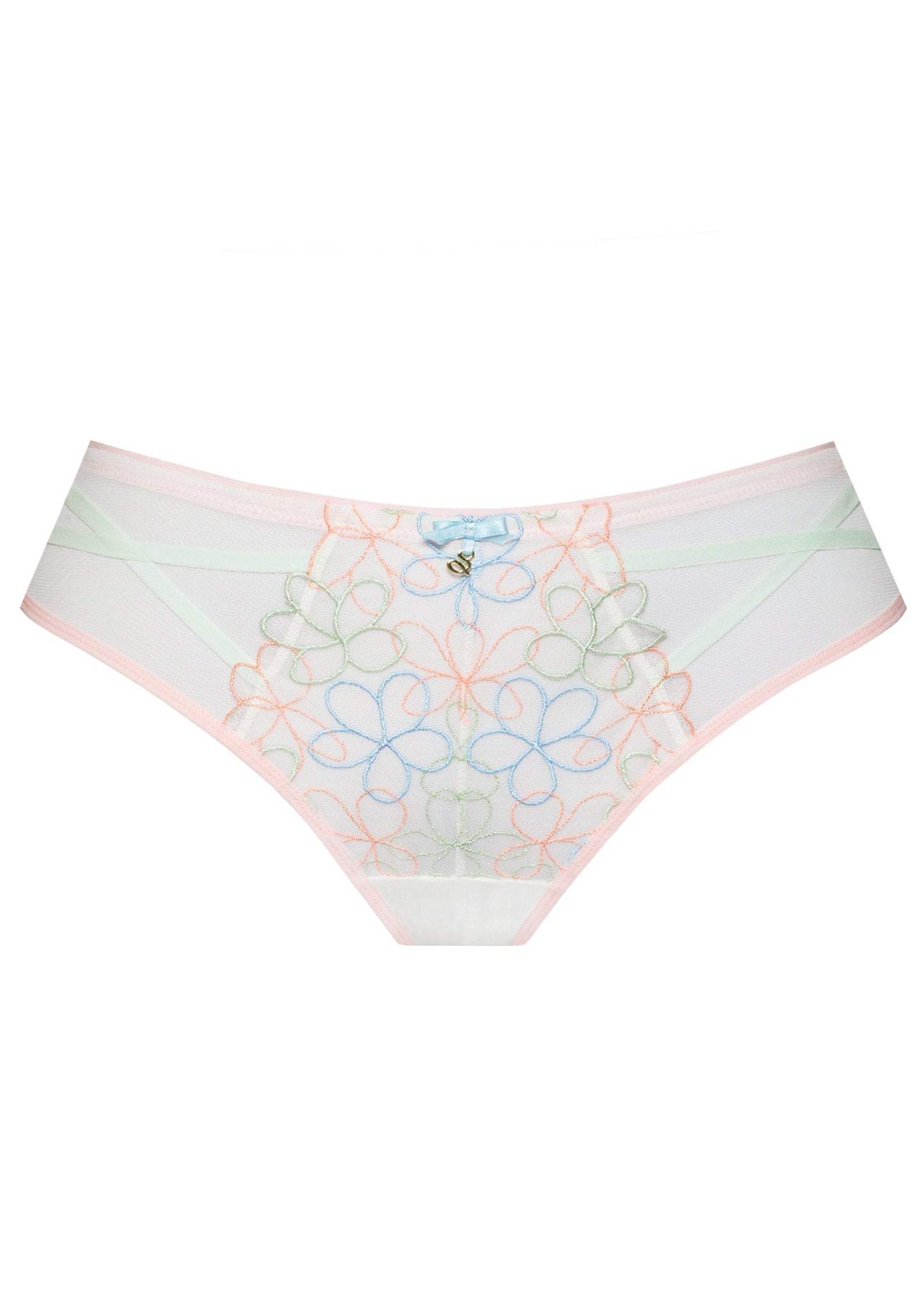 Samanta Fiorella Pastel Low-Rise Mesh Brazilian Tanga Panty