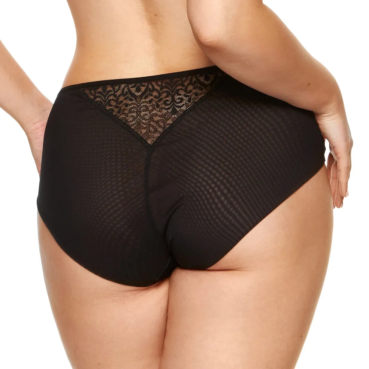 Gorteks Gabi Black Sheer High Waist Full Brief Panty