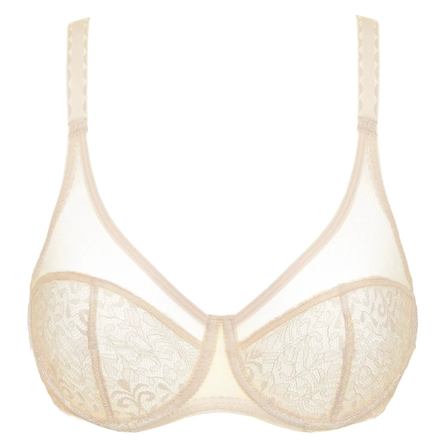 Sheer Lace Plunge Bra Gorteks Gabi Beige by Gorteks Lingerie