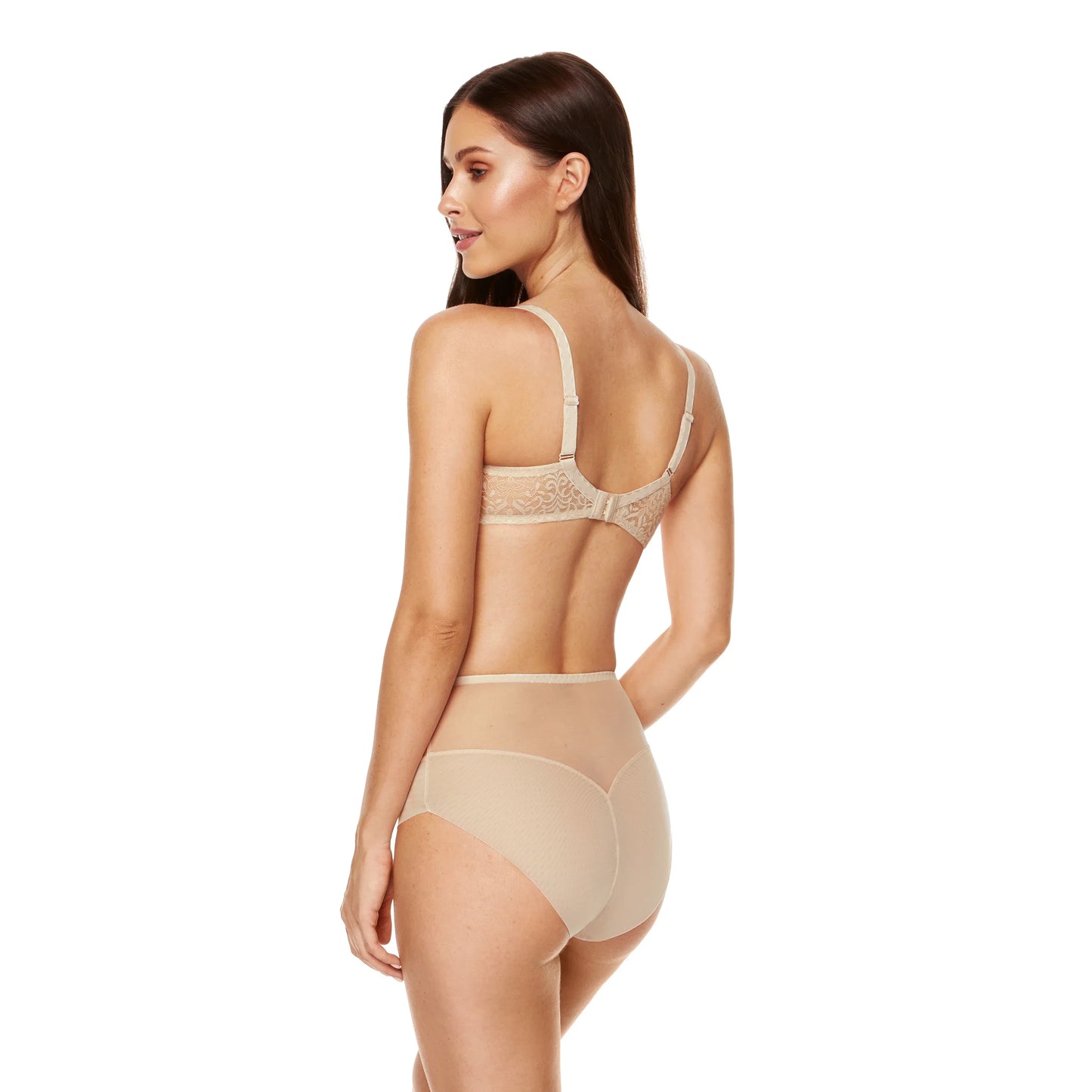 Gorteks Gabi Beige Lace High Waist Full Brief Panty