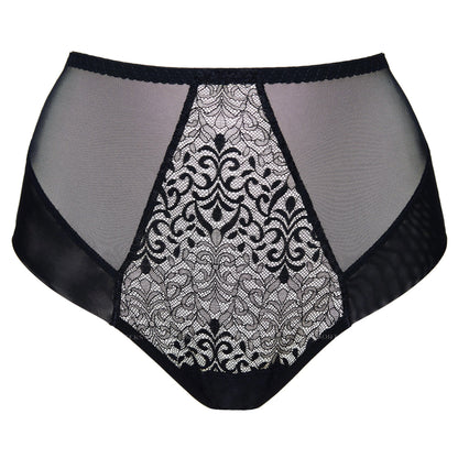 Gorteks Gabi Black Sheer High Waist Full Brief Panty