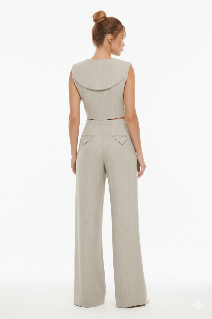 JENDUE Lia Linen Pants- High-Waist Wide Leg Trousers