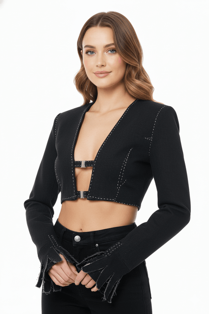 JENDUE Luciano Jacket - Cropped Black Denim Bolero