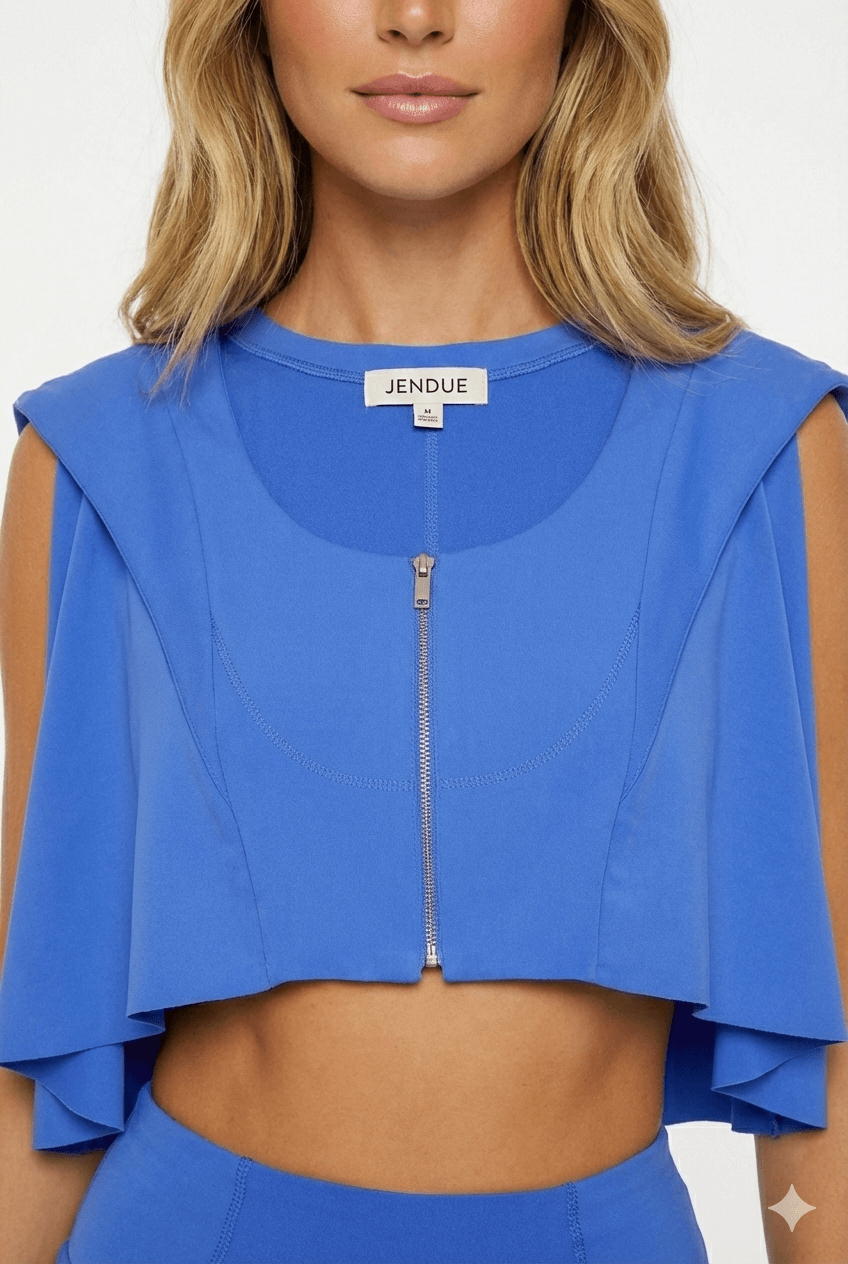 JENDUE Cècile Crop and Vest - Designer Zip-Up Bolero Top