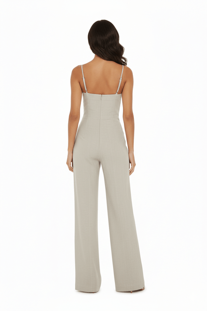 JENDUE Noè Jumpsuit - Linen Bustier Wide-Leg Jumpsuit