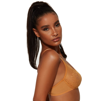 Gossard Glossies Lace Spiced Honey Sheer Molded Bra