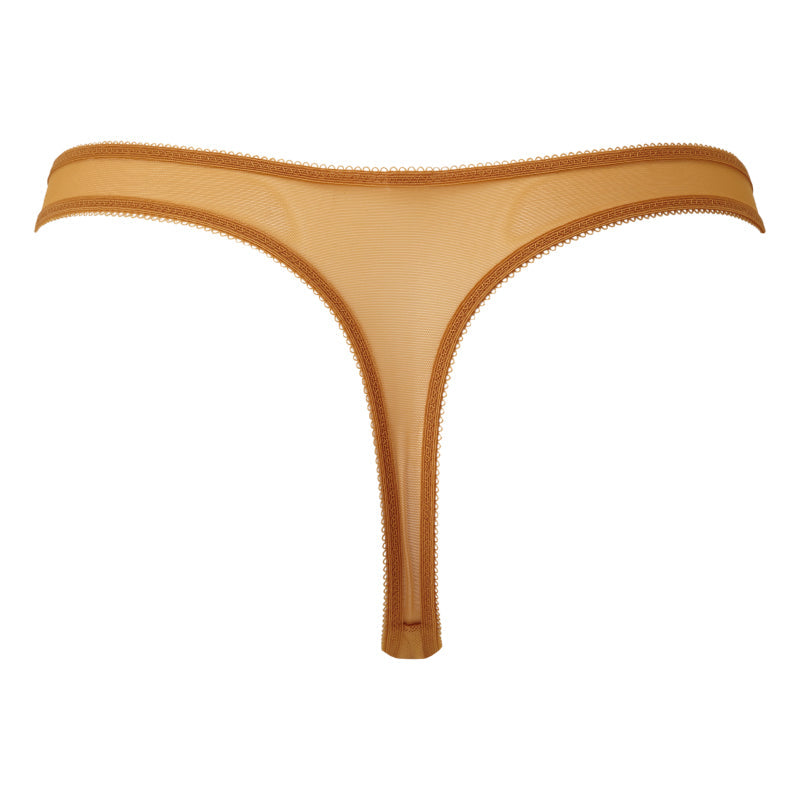 Sheer Lace Thong Panty Gossard Glossies Lace Spiced Honey-4