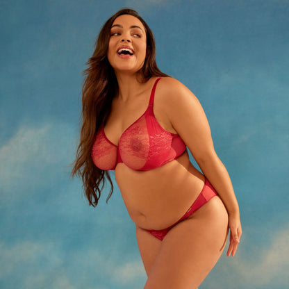 Gossard Glossies Lace Raspberry Blush Sheer Molded Bra