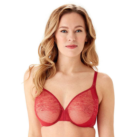Gossard Glossies Lace Raspberry Blush Sheer Molded Bra