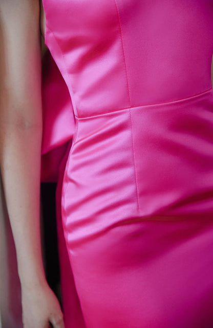Violetta Bow Halter Satin Sheath Gown