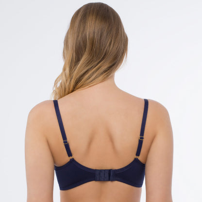 Samanta Hazel Navy Sheer Mesh Embroidered Underwire Bra