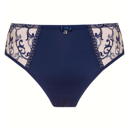Samanta Hazel Navy Sheer Mesh Tulle Embroidered Brief Panty