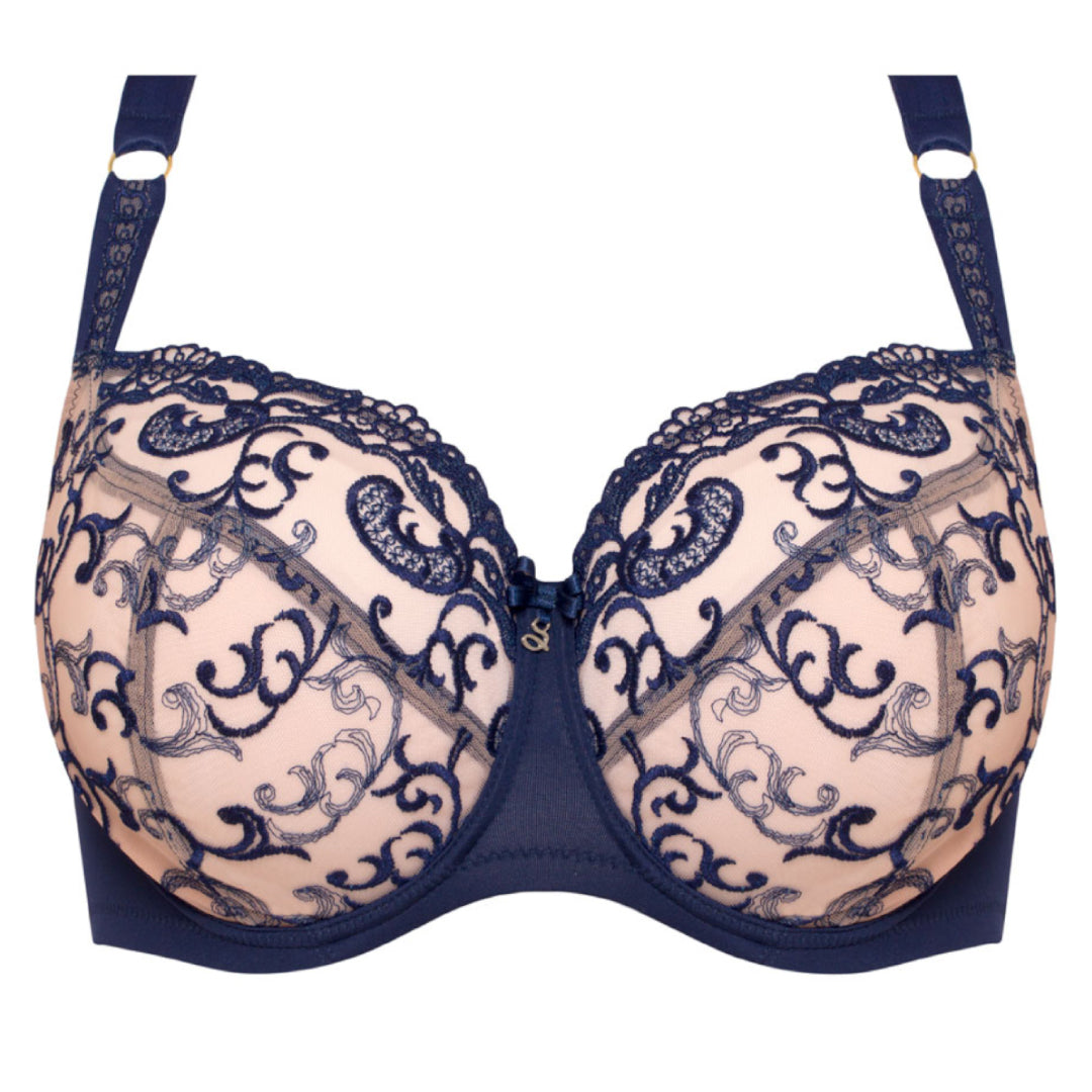 Samanta Hazel Navy Sheer Mesh 3-Part Full Cup Bra