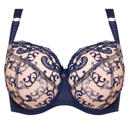 Samanta Hazel Navy Sheer Mesh 3-Part Full Cup Bra