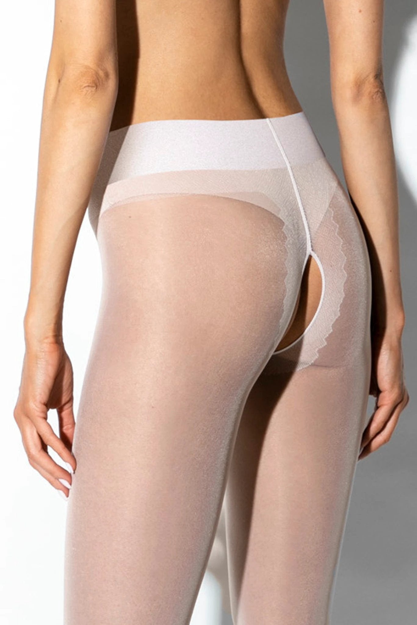 Amour Hip Gloss Open Crotch Pantyhose 20DEN White by Amour
