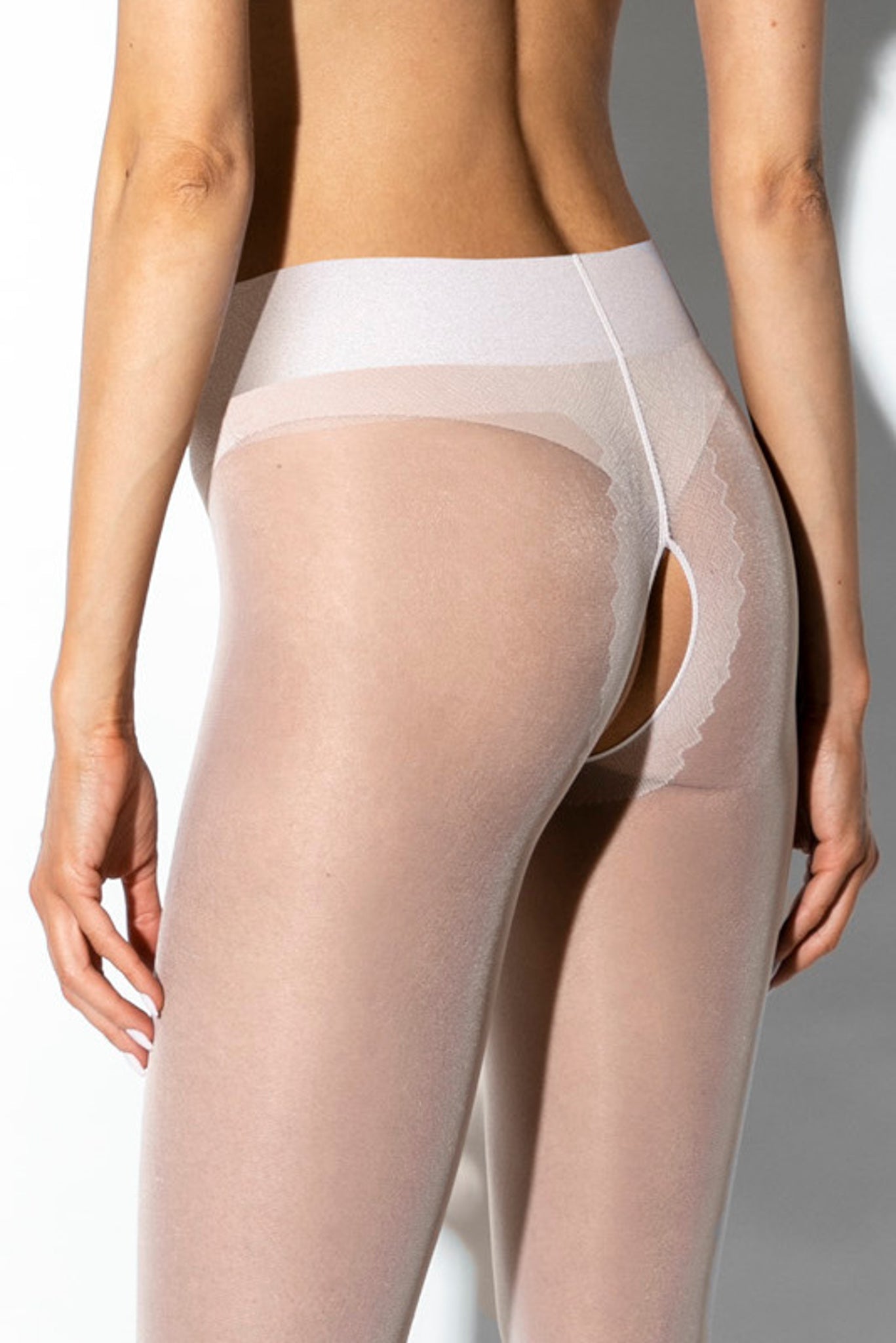 Amour Hip Gloss White Open Crotch Pantyhose 20DEN