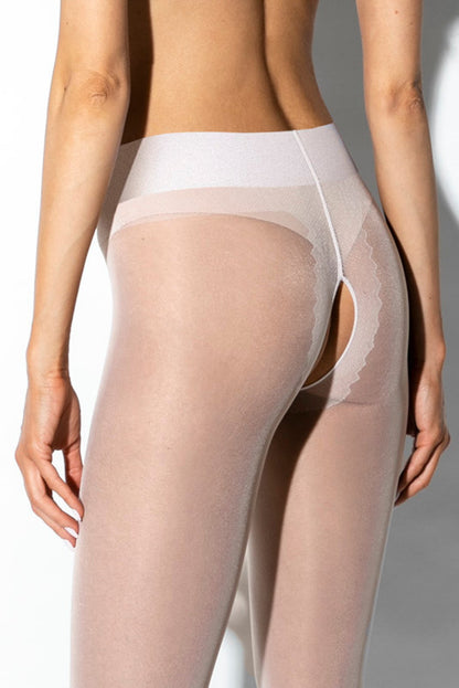Amour Hip Gloss White Open Crotch Pantyhose 20DEN