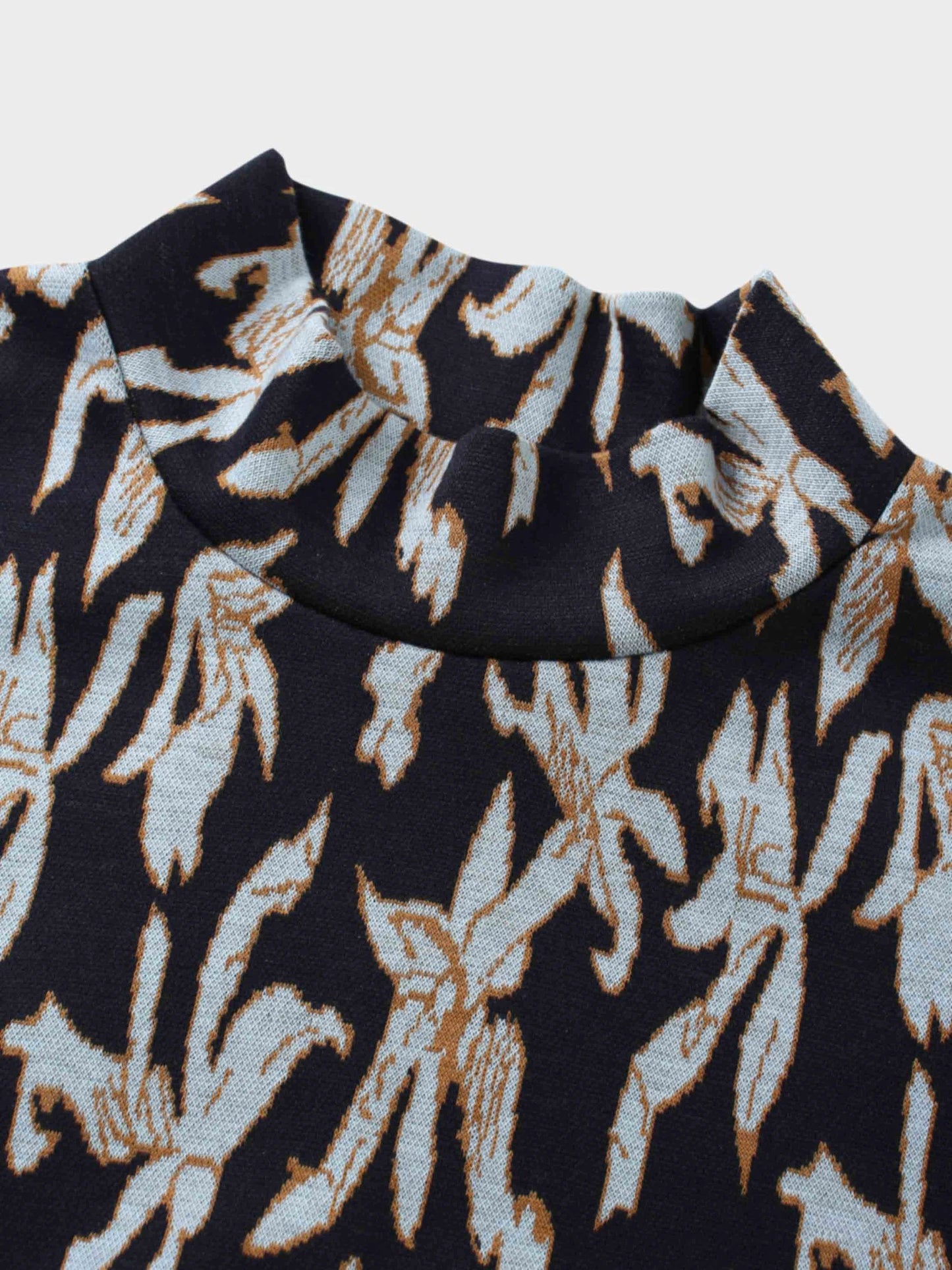 Boxy Mock Neck Top-Blue Floral by HAILEY