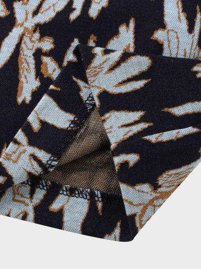 Boxy Mock Neck Top-Blue Floral by HAILEY