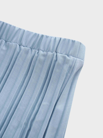Thin Pleated Skirt-Light Blue by MELI
