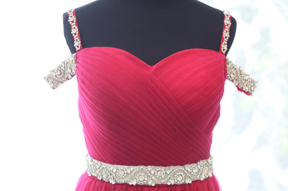 Rubelle Light Beaded Off-Shoulder A-Line Gown
