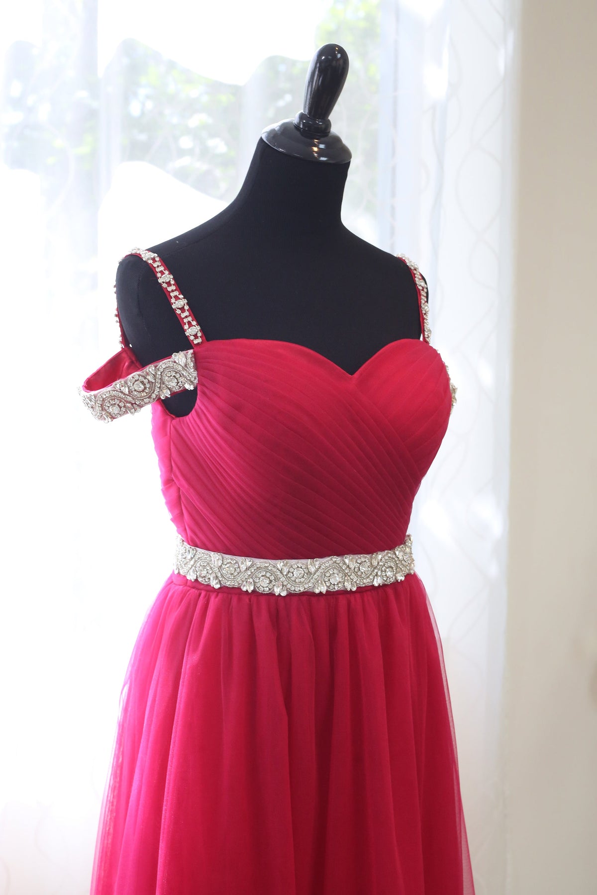 Rubelle Light Beaded Off-Shoulder A-Line Gown