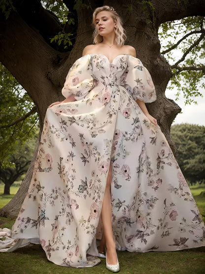 Florienne Reverie Butterfly-Print Bridal Gown