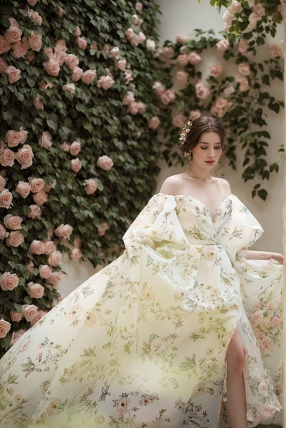 Florienne Reverie Butterfly-Print Bridal Gown