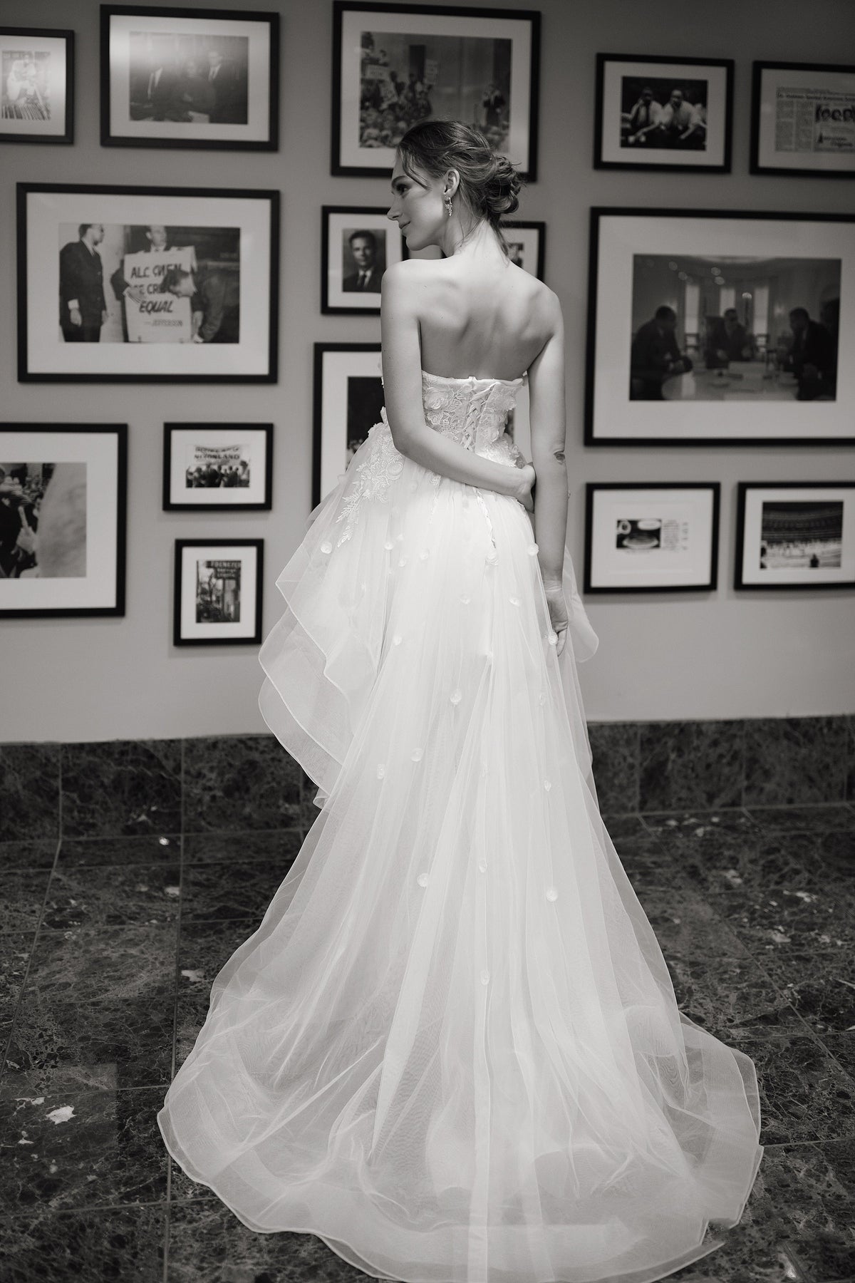Petal Procession High-Low Floral Lace Bridal Dress