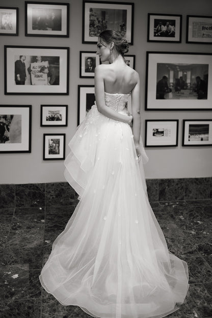 Petal Procession High-Low Floral Lace Bridal Dress