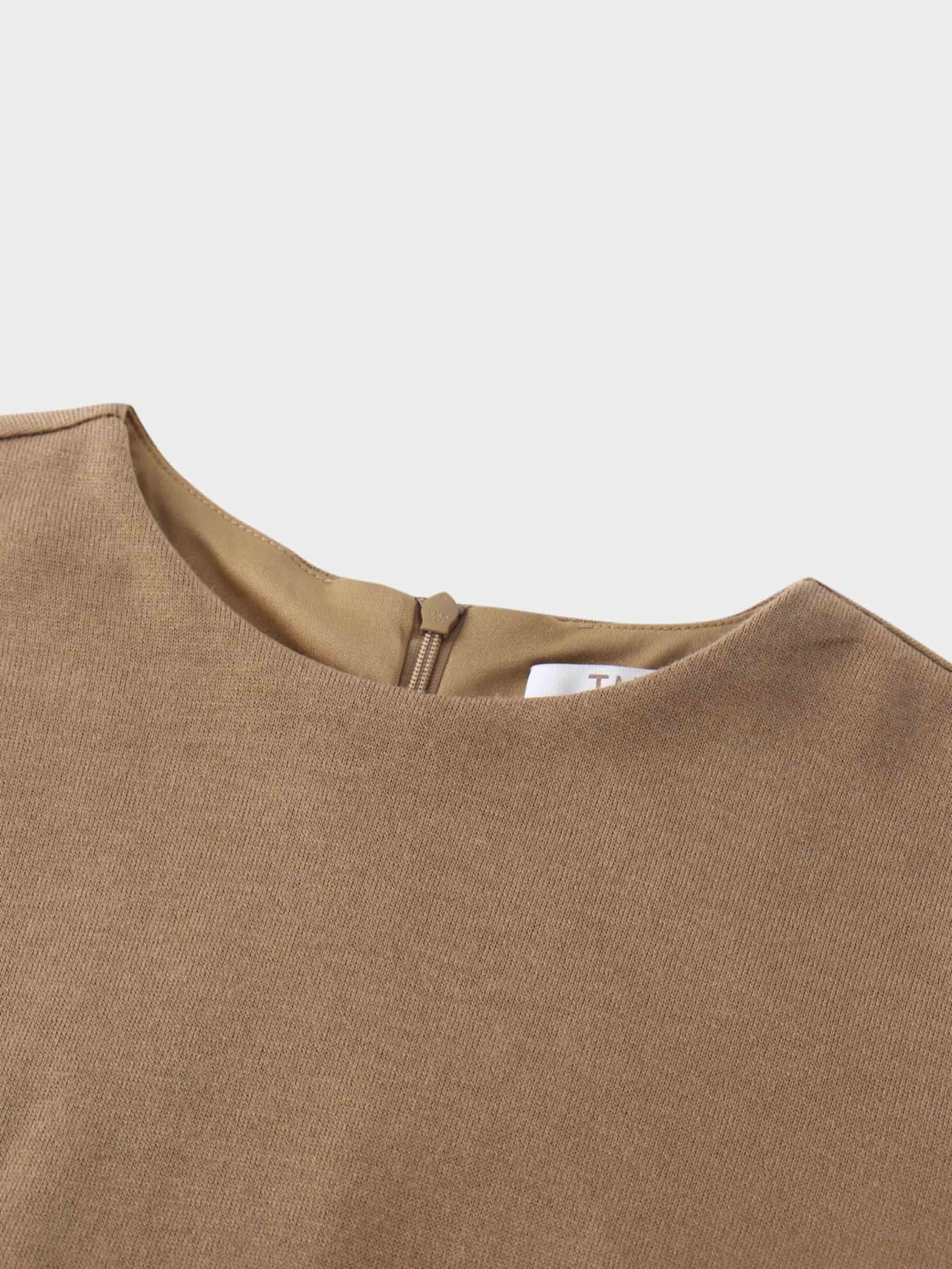 Side Shirred Button Down Knit-Camel by TARI
