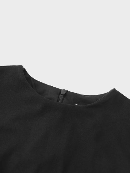 Side Shirred Button Down Knit-Black by TARI