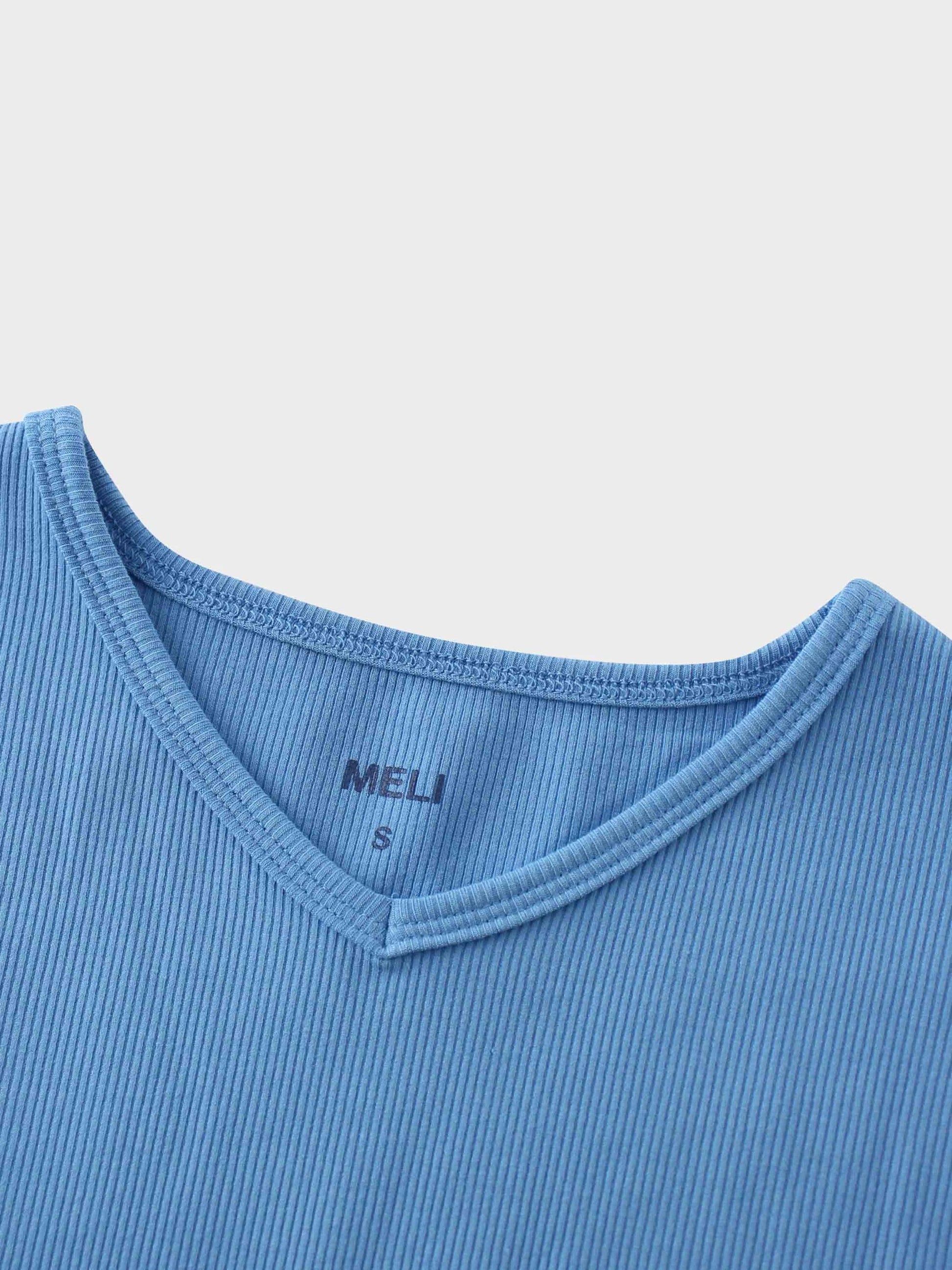 RIBBED HIGH V 3Q-PERIWINKLE BLUE by MELI