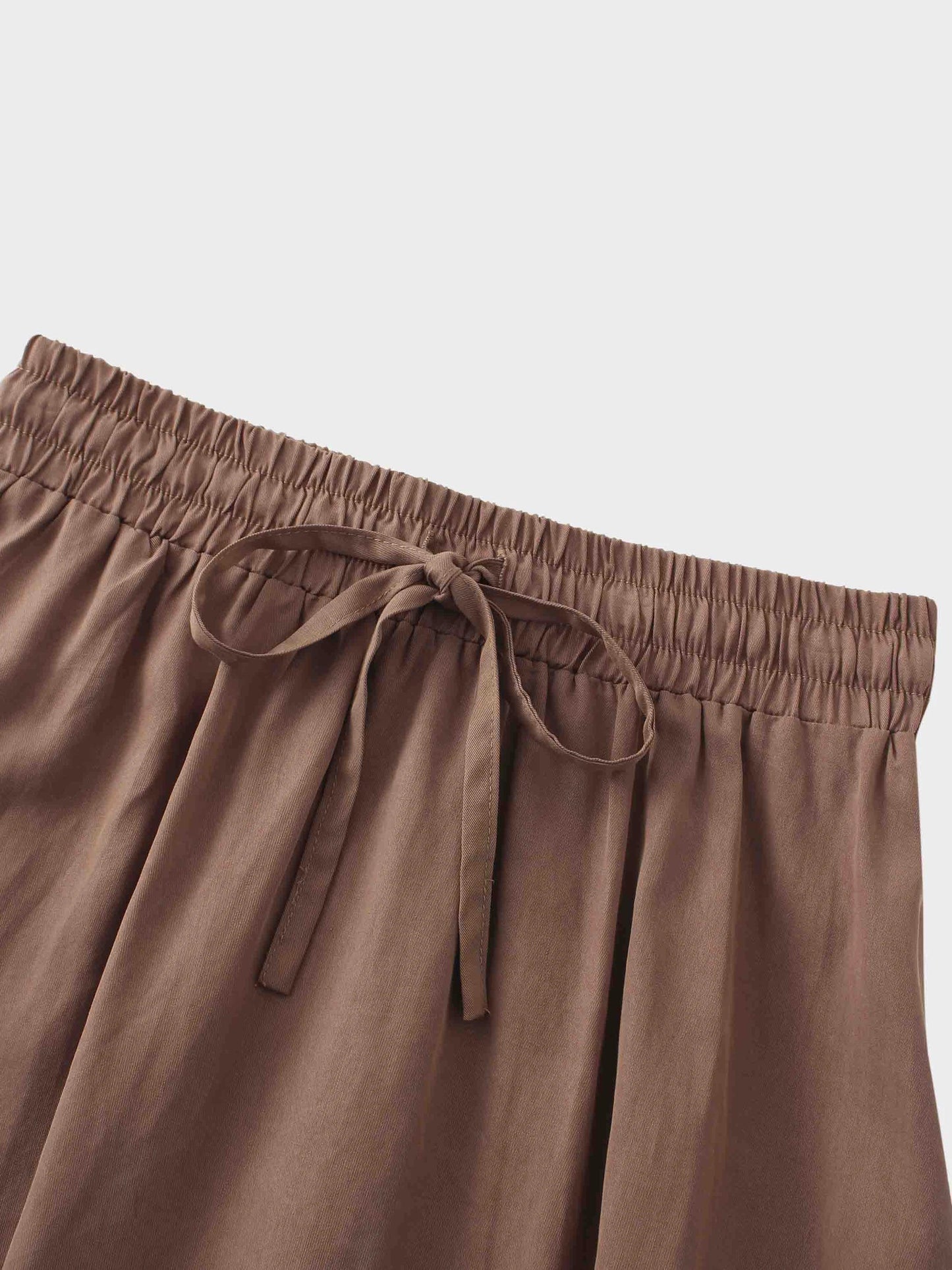 Drawstring Circle Skirt-Brown by MELI