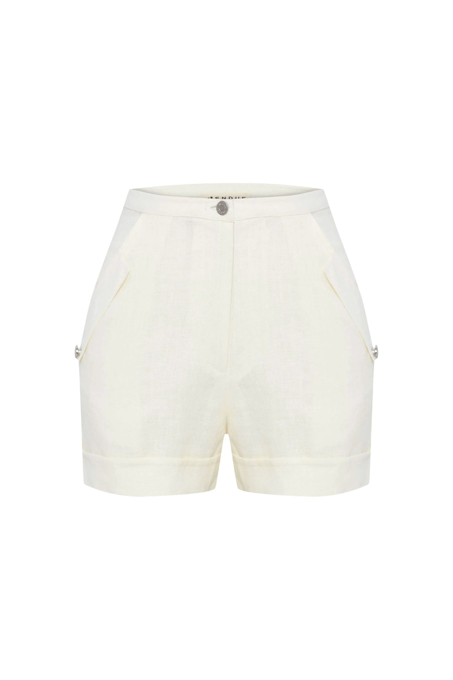 JENDUE Amara Denim Linen Shorts - High-Waisted Comfort by Jendue US