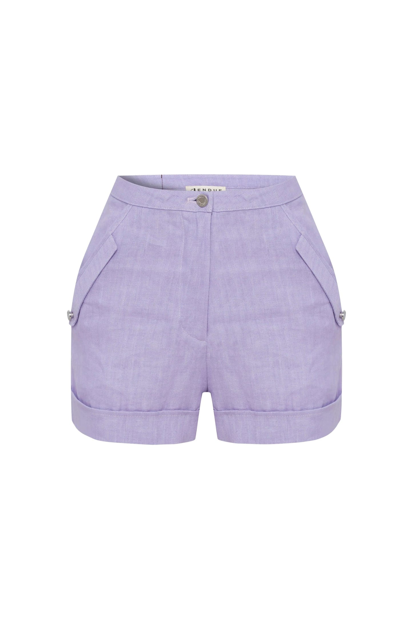 JENDUE Amara Denim Linen Shorts - High-Waisted Comfort by Jendue US