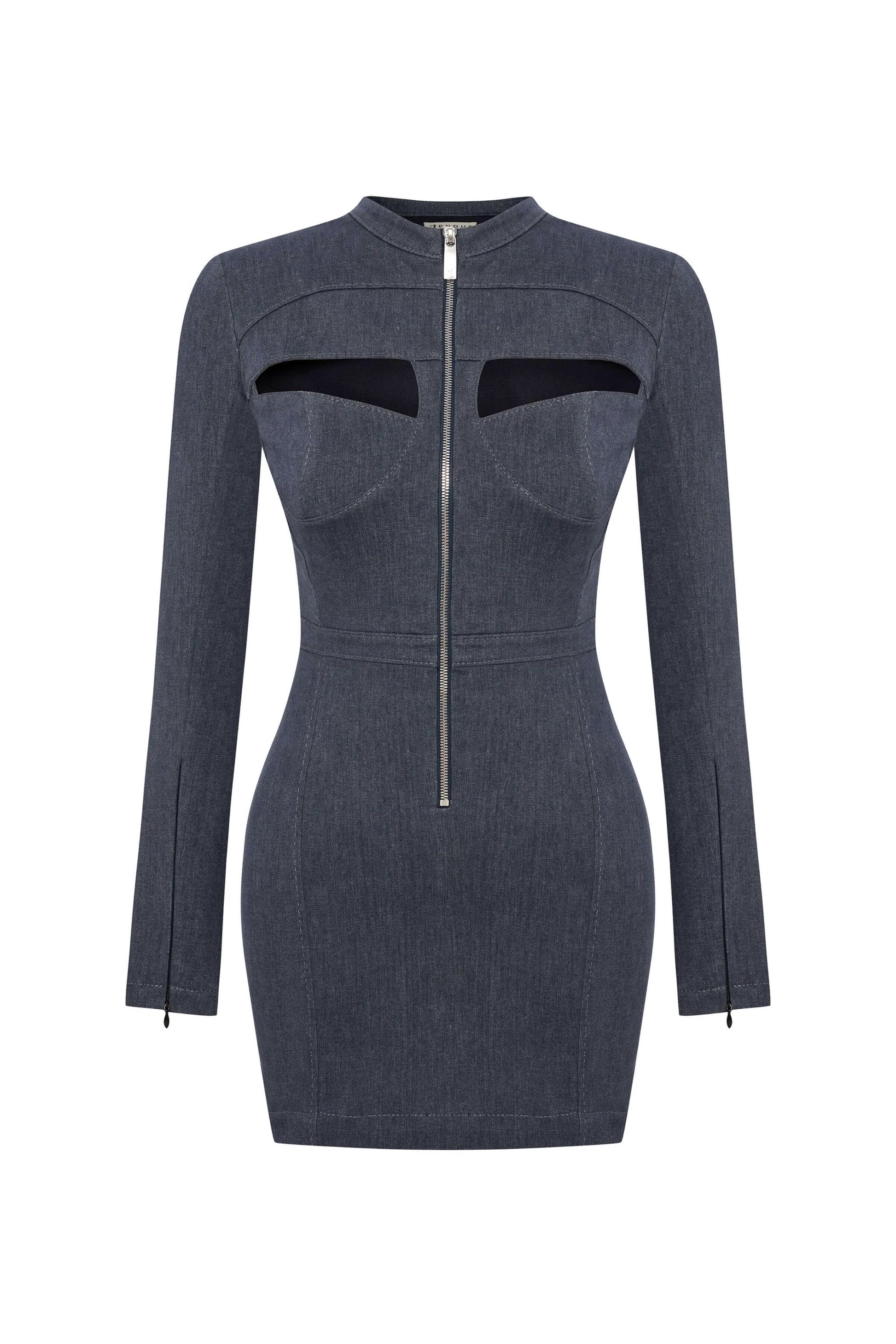 JENDUE Aurora Denim Dress - Chic Cut-Out Mini by Jendue