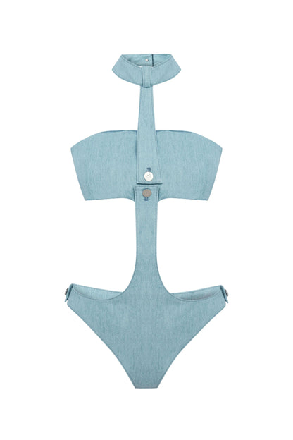 JENDUE Belinda Denim Bodysuit - Chic Cut-Out Design by Jendue US