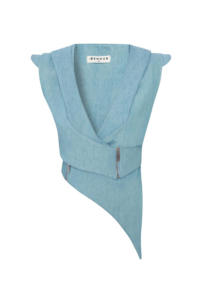 JENDUE Belinda Denim Vest & Jacket - Asymmetrical Style by Jendue