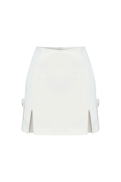 JENDUE Catalina Denim Mini Skirt - White | Shop Online by Jendue US