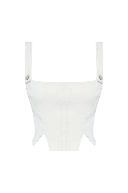 JENDUE Catalina White Denim Crop Top - Stylish & Versatile by Jendue US