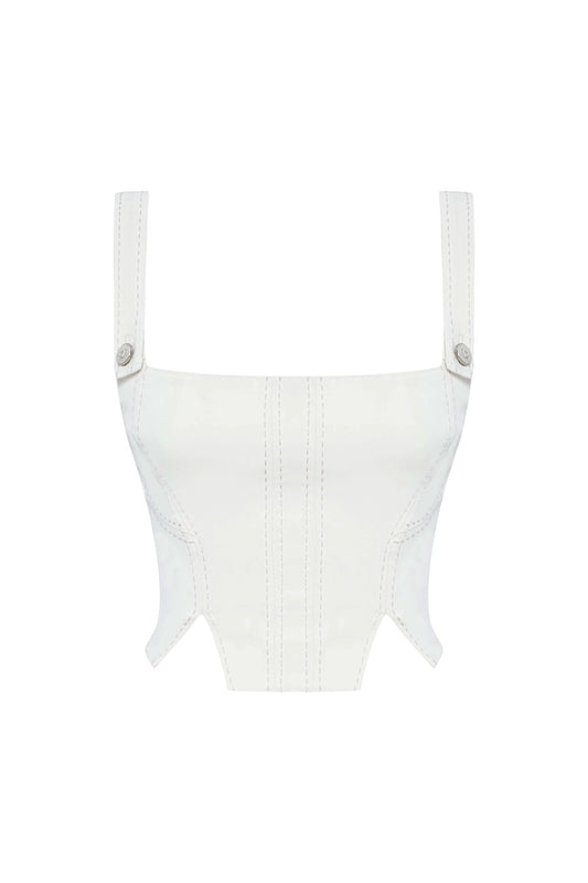 JENDUE Catalina White Denim Crop Top - Stylish & Versatile by Jendue US