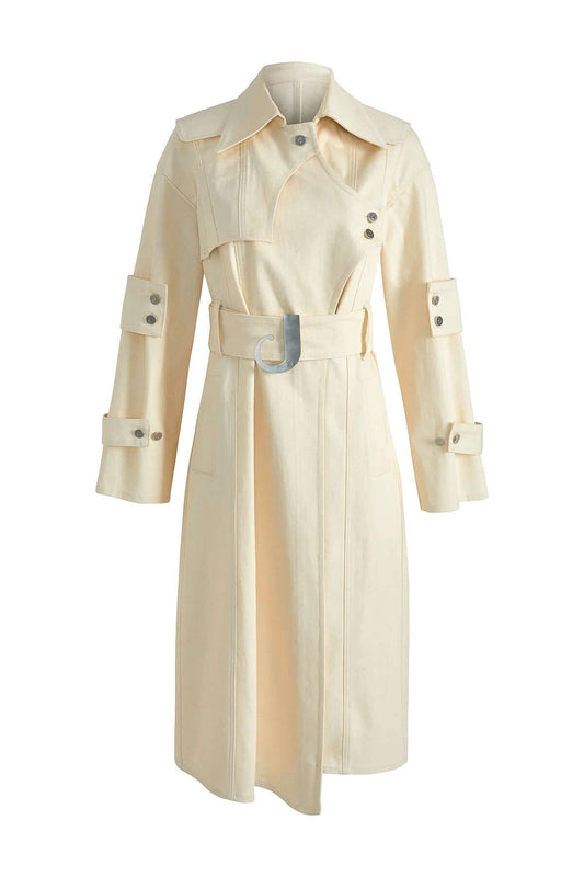 JENDUE Chaby Denim Jacket Trench Coat - Women's Long Coat by Jendue
