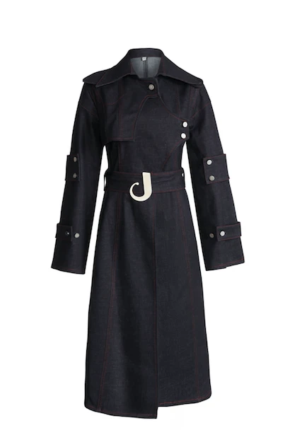JENDUE Chaby Denim Jacket Trench Coat - Women's Long Coat by Jendue