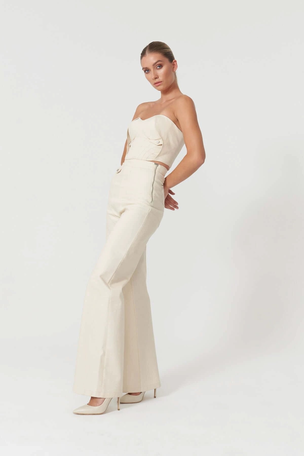 JENDUE Chaby Denim Jean - Ecru Wide Leg by Jendue