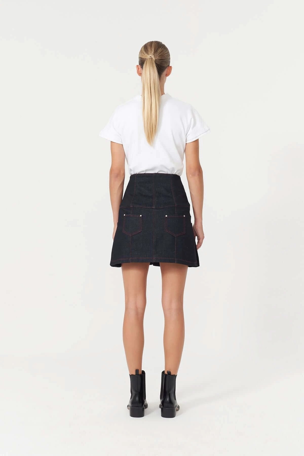JENDUE Chaby Denim Mini Skirt | High-Waist A-Line by Jendue