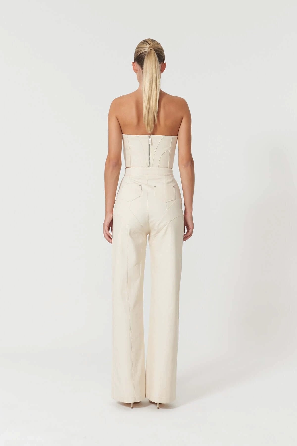 JENDUE Chaby Light Denim Corset Crop Top | Strapless Bustier by Jendue