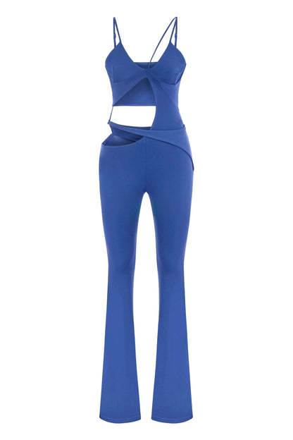 JENDUE Cielo Cut Out Denim Jumpsuit - Strappy Flare by Jendue