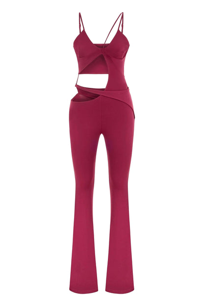 JENDUE Cielo Cut Out Denim Jumpsuit - Strappy Flare by Jendue