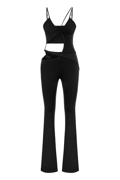 JENDUE Cielo Cut Out Denim Jumpsuit - Strappy Flare by Jendue